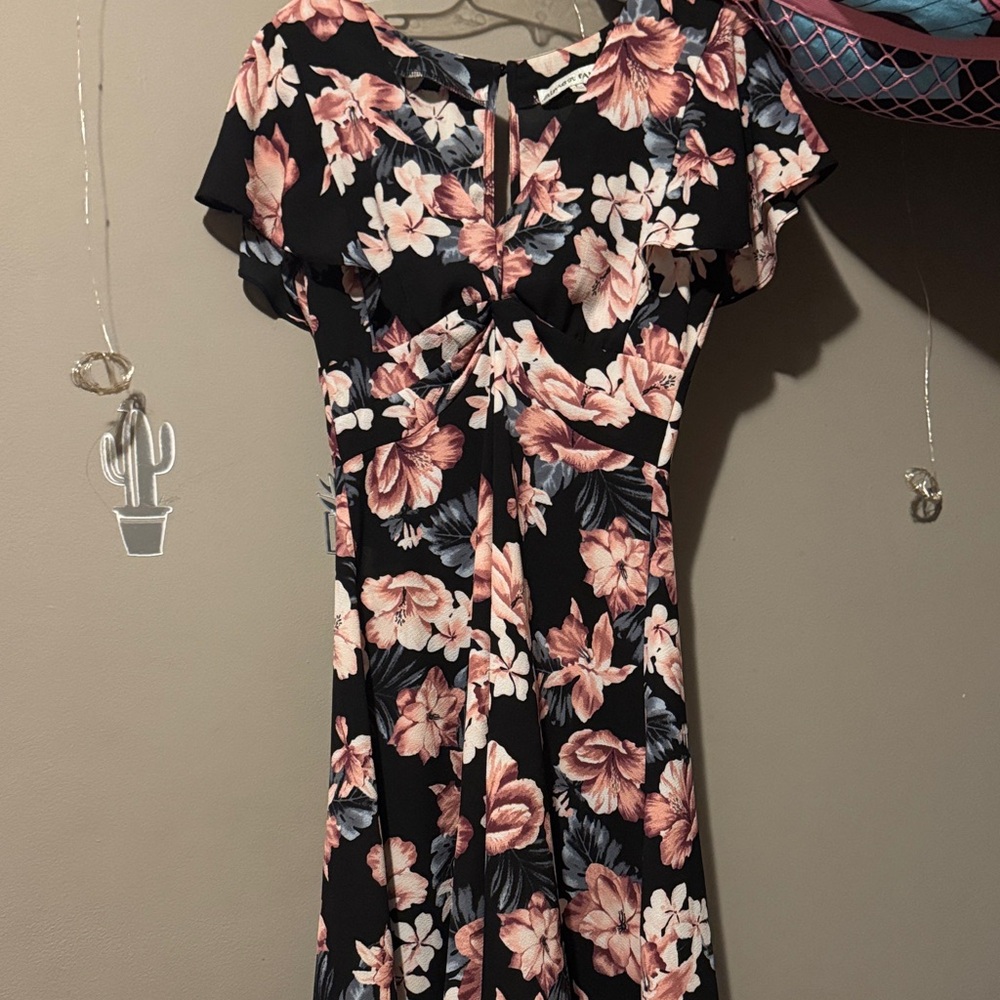 Floral Black and Pink Women's Dress